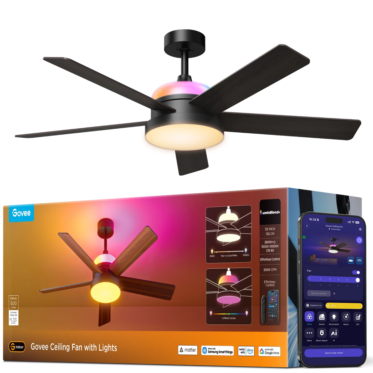 Govee 52 Inch Ceiling Fan with Lights