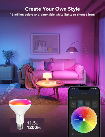 Govee RGBWW Smart BR30 LED Light Bulbs