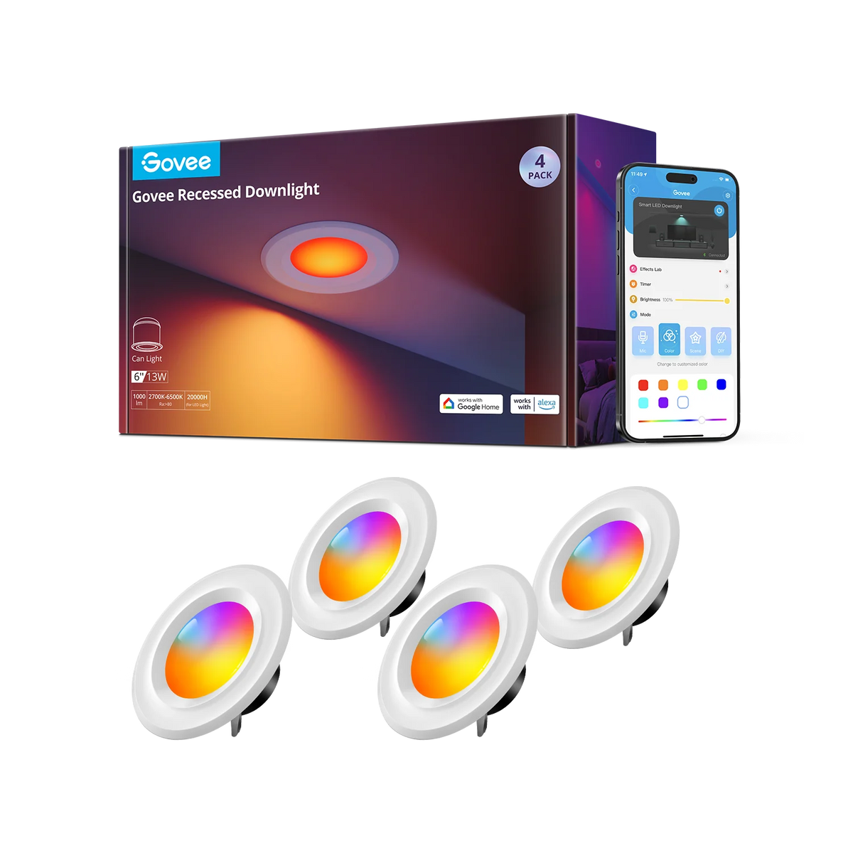 Govee 6-Inch Smart Retrofit Recessed Can Lights