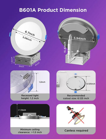 Govee 6-Inch Smart RGBWW Recessed Lights