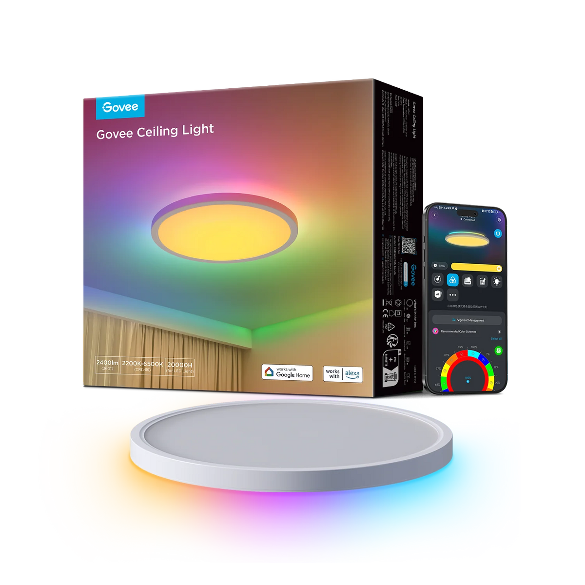 Govee 12-Inch RGBWW + RGBIC Smart Ceiling Light