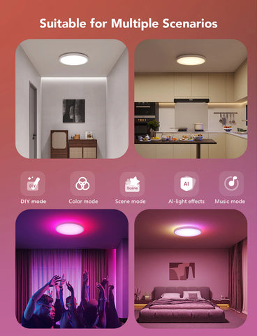 Govee 12-Inch RGBWW + RGBIC Smart Ceiling Light